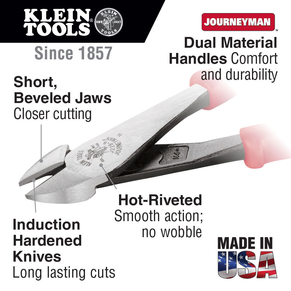 Klein Tools 8-Inch Heavy-Duty Diagonal-Cutting Pliers with High-Leverage Design
