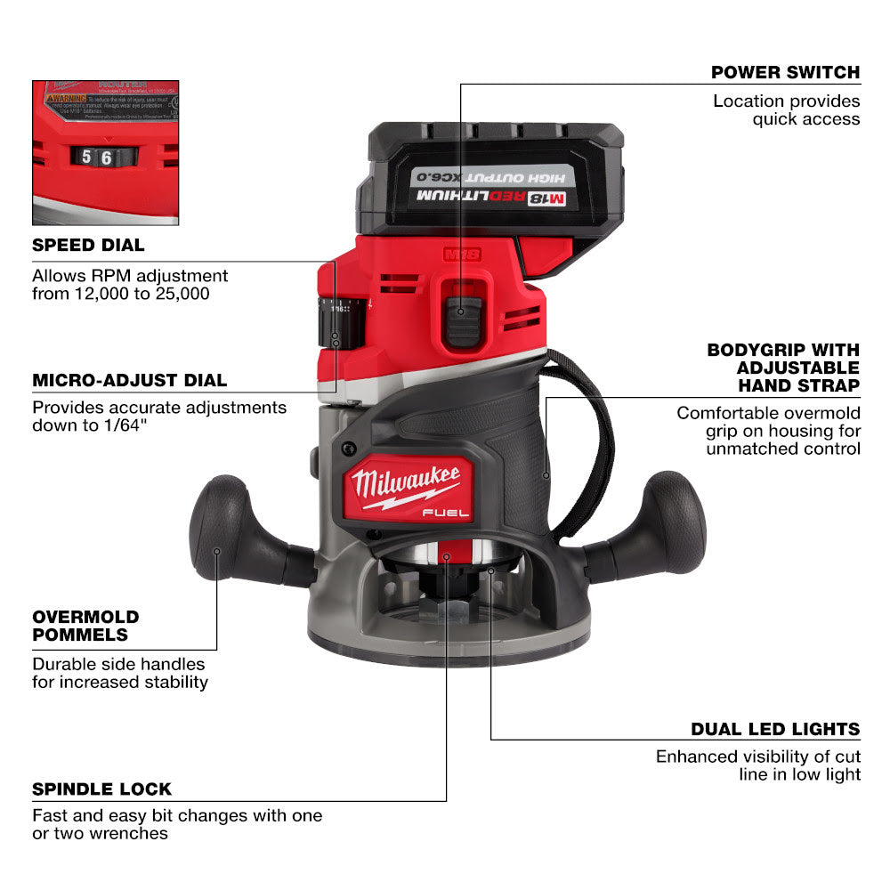 Milwaukee M18 FUEL Cordless 1/2 Inch Router Kit for Professional Carpenters and Remodelers