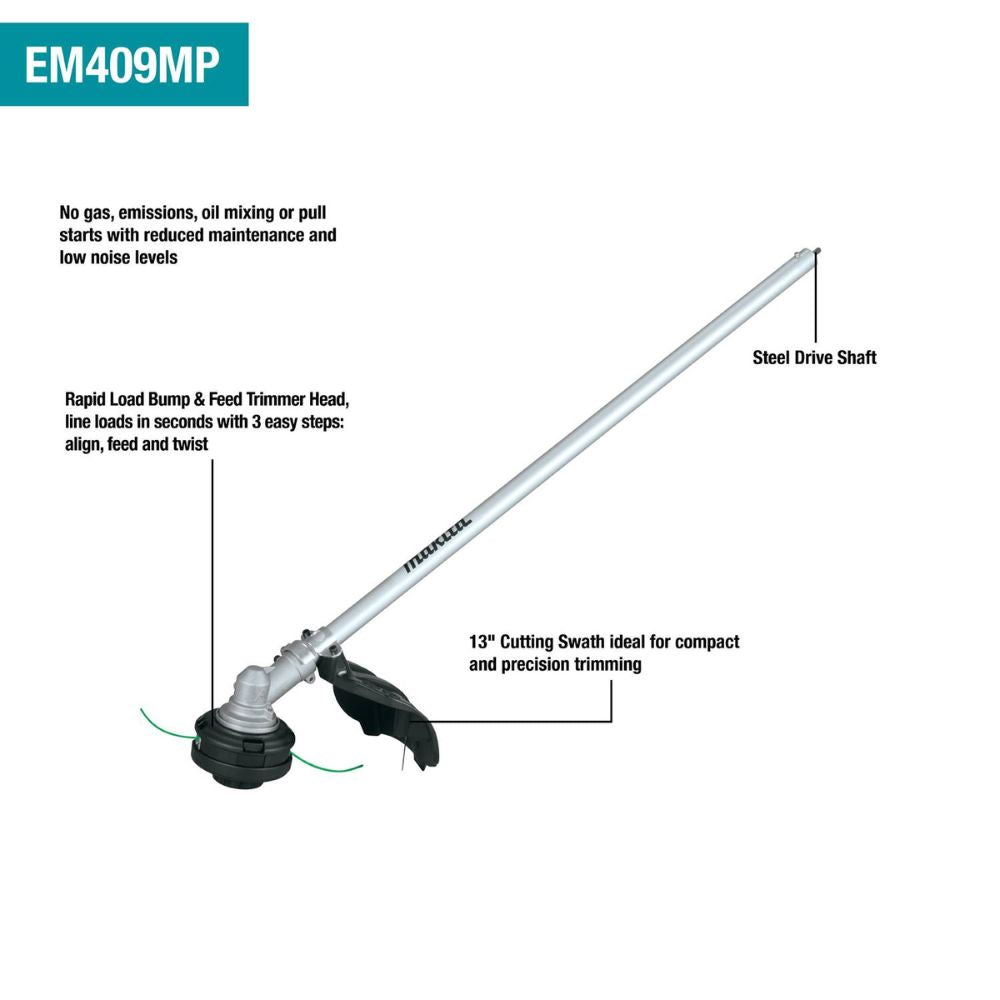 Makita XUX02SM1X4 18V LXT Lithium-Ion Brushless Cordless Couple Shaft Power Head Kit for Gardening - Comes with 13-Inch String Trimmer and 10-Foot Pole Saw Attachments, One 4.0Ah Battery Included