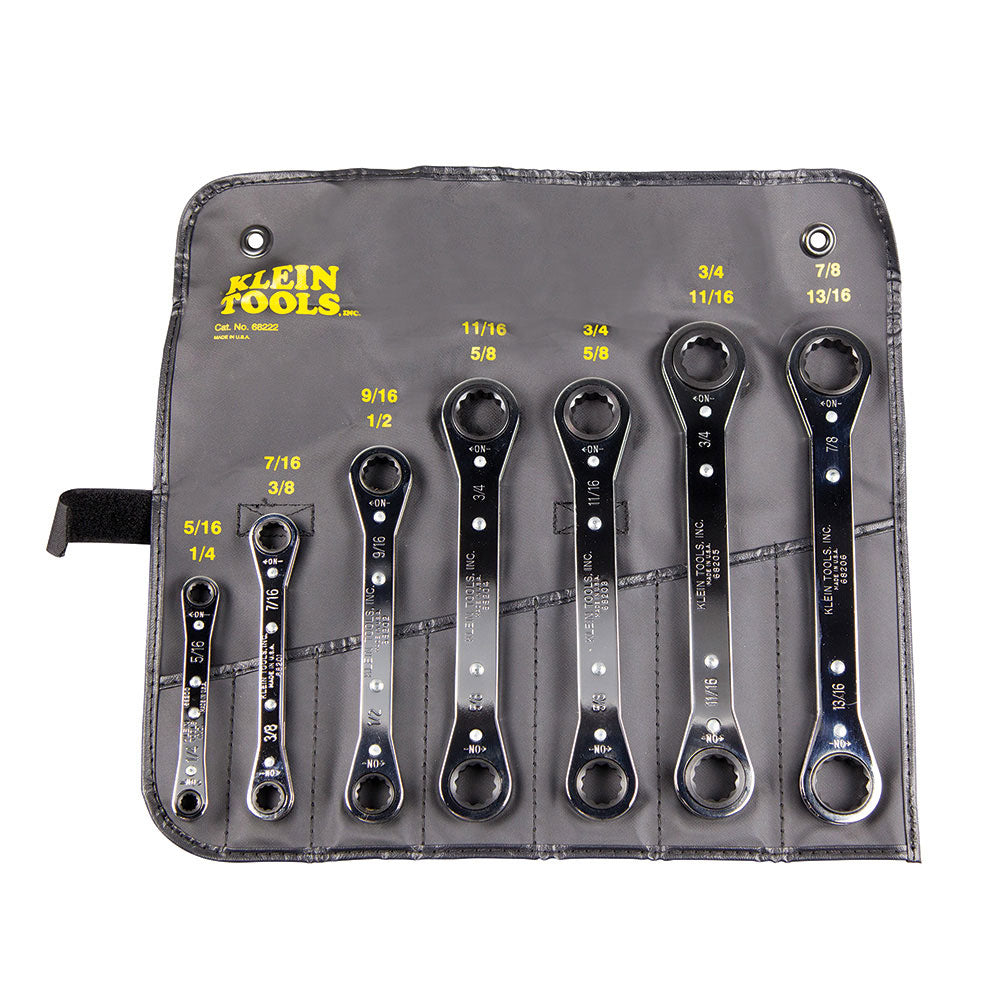 Klein Tools 7-Piece Heavy-Duty Ratcheting Box Wrench Set for Professional Use