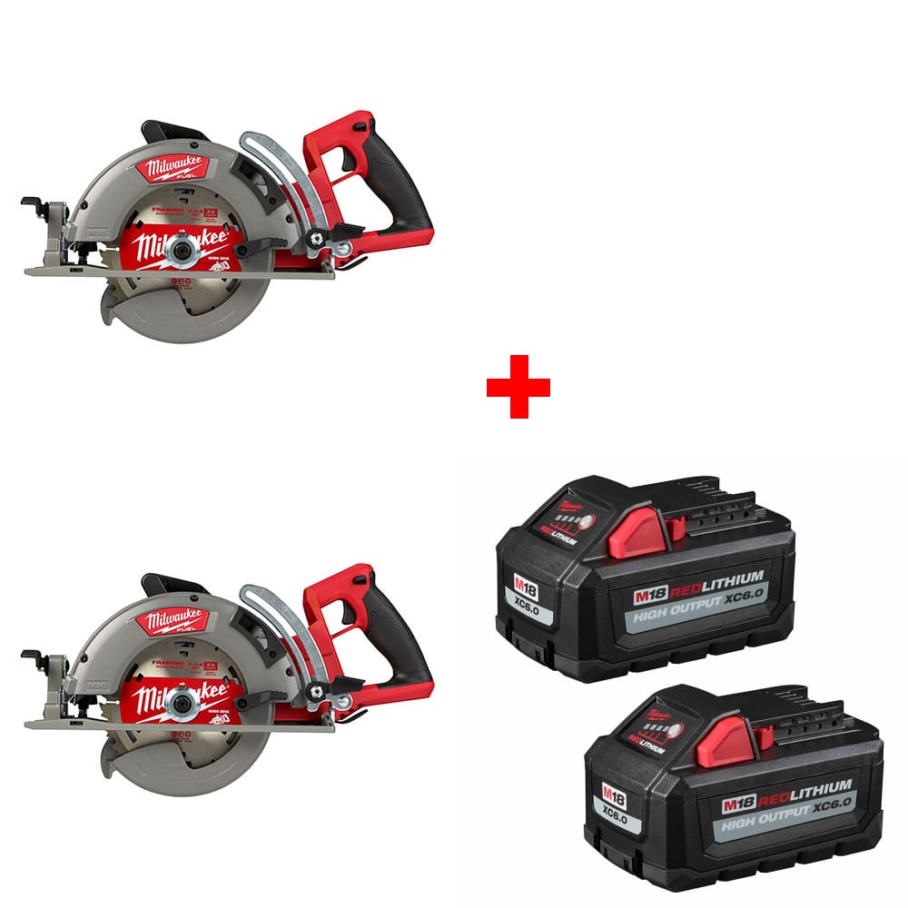 Milwaukee 2830-20 M18 FUEL 7-1/4 Inch Cordless Circular Saw Set - 2 Pack with 48-11-1862 M18 REDLITHIUM High Output XC6.0 Battery 2-Pack