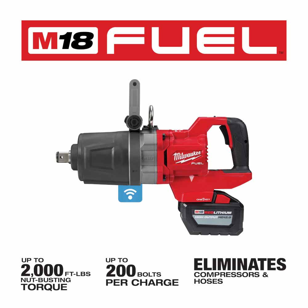 Milwaukee M18 FUEL 1 Inch D-Handle High Torque Impact Wrench with ONE-KEY Technology - Complete Tool Kit