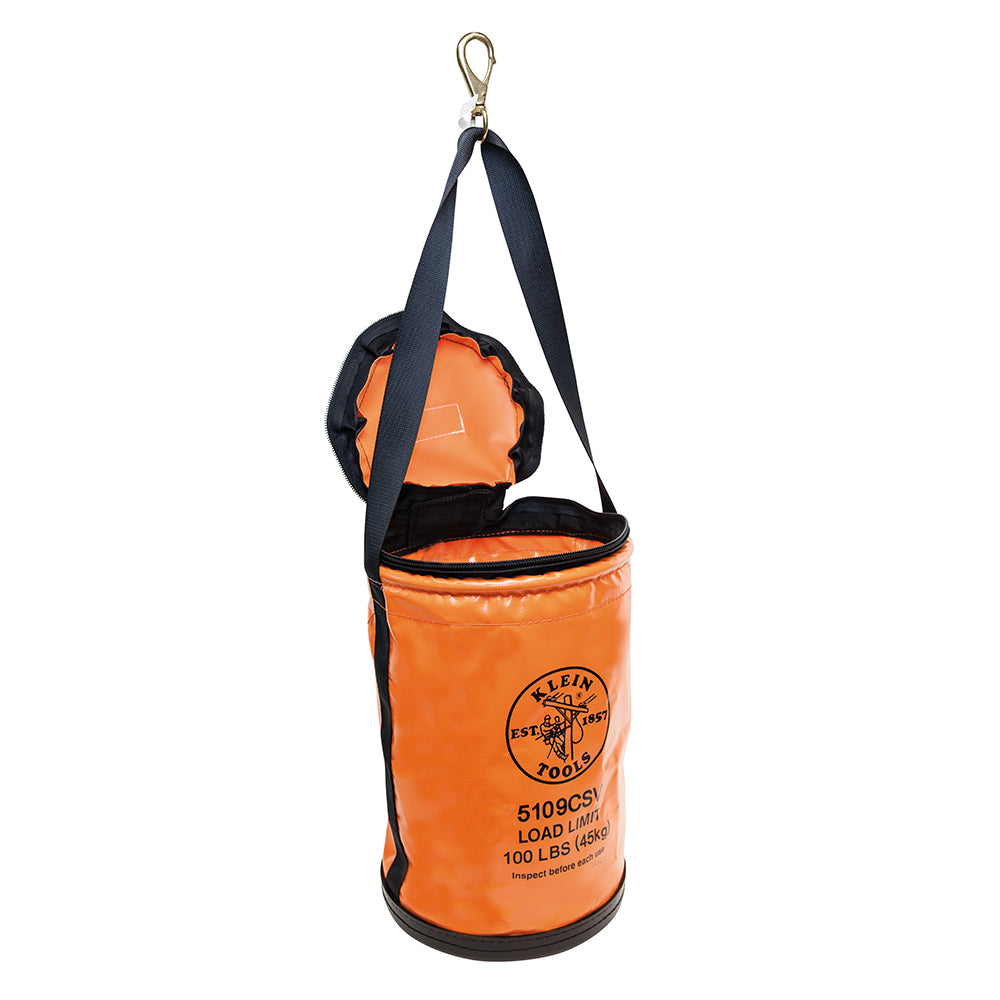 Klein 5109CSV Orange Water-Resistant Vinyl Bucket with Swivel Snap and Zipper Top