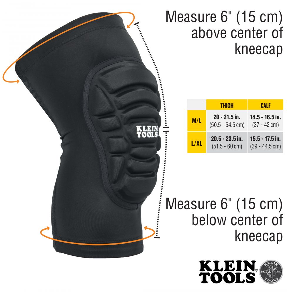 Klein 60492 Comfortable and Lightweight Knee Pad Sleeves for All-Day Wear, Size M/L