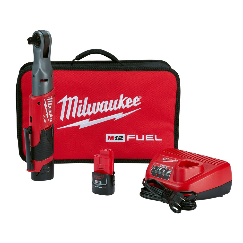 Milwaukee 2558 - 22 M12 FUEL 1/2 - Inch Cordless Ratchet Power Tool 2 - Battery Kit for Automotive and Maintenance Professionals