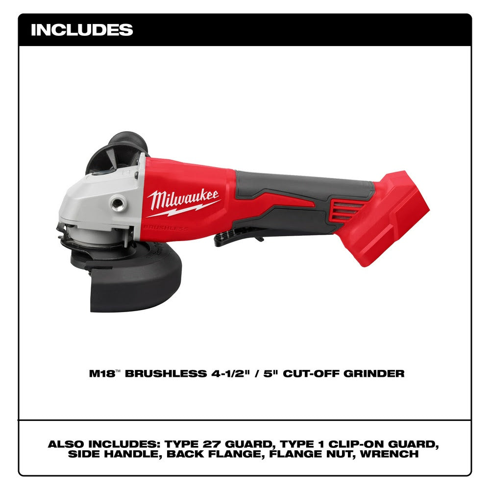 Milwaukee M18 2686-20 Brushless 4.5/5-Inch Cut-Off Grinder with Paddle Switch