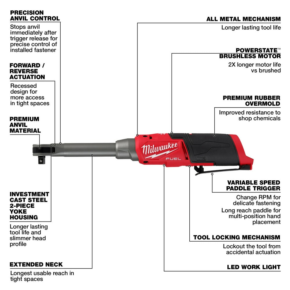 Milwaukee M12 FUEL 3/8 Extended Reach High-Speed Cordless Ratchet