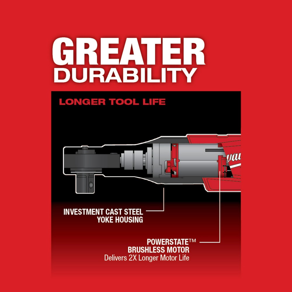 Milwaukee 2558 - 22 M12 FUEL 1/2 - Inch Cordless Ratchet Power Tool 2 - Battery Kit for Automotive and Maintenance Professionals