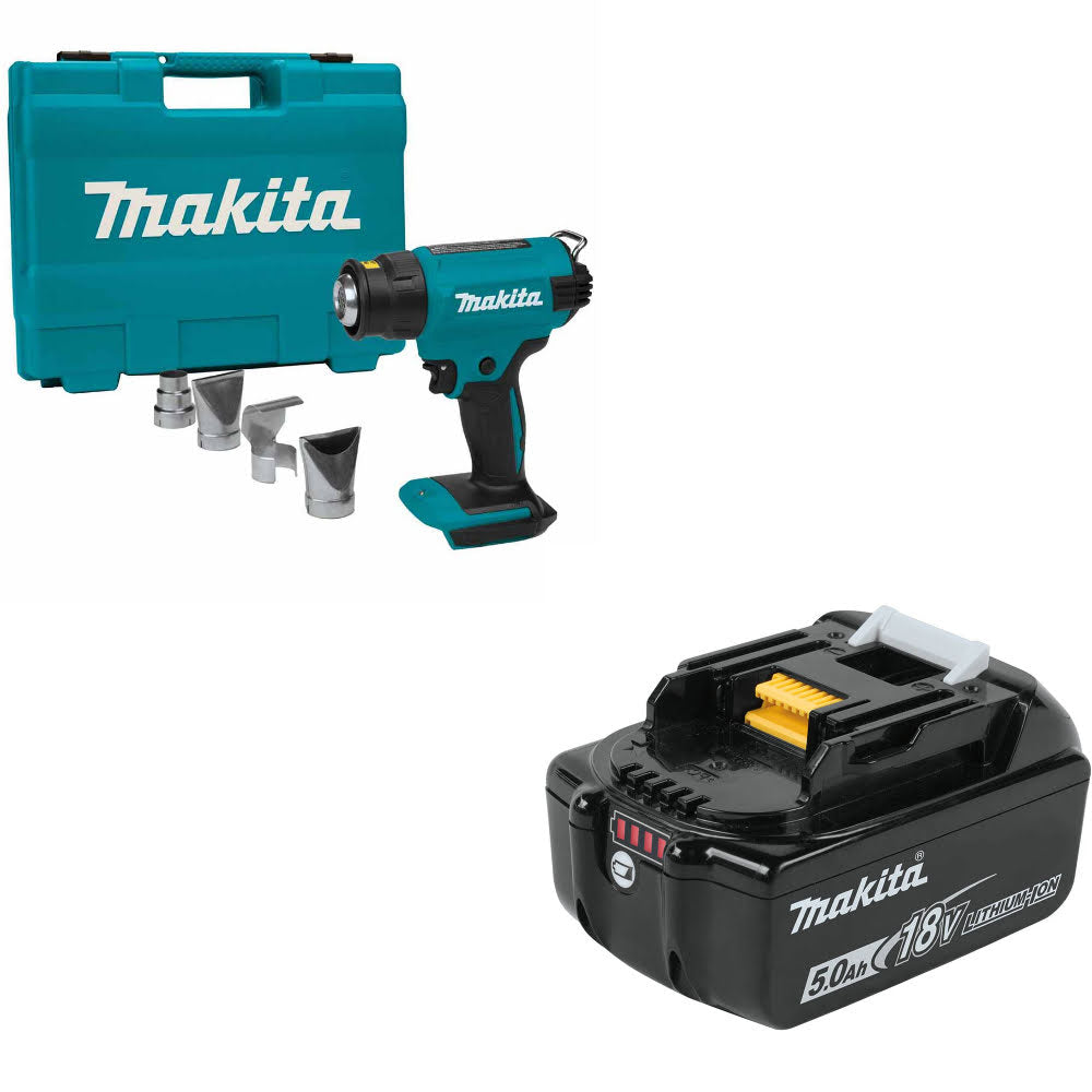Makita 18V LXT Cordless Heat Gun XGH01ZK, 2-Pack Set with Free BL1850B 18V LXT 5.0Ah Lithium-Ion Battery for Diverse Applications