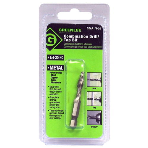Greenlee 1/4-20 Hardened High-Speed Steel Drill/Tap with Quick Change Hex Shank