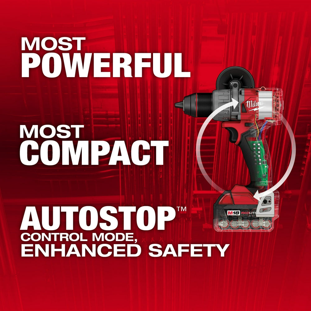 Milwaukee M18 FUEL 1/2 Inch Cordless Hammer Drill/Driver Tool Kit for Professional and DIY Use