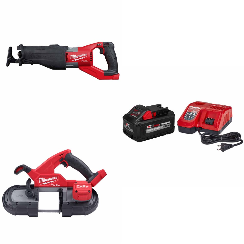 Milwaukee M18 FUEL SAWZALL 2722 - 20 with Complimentary 2829 - 20 M18 Band Saw and Starter Kit - Professional Power Tool Set