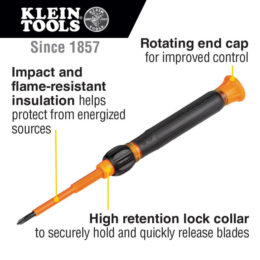 Klein 32584INSR Professional 8-in-1 Insulated Precision Screwdriver Set with Protective Case for Electrical Work