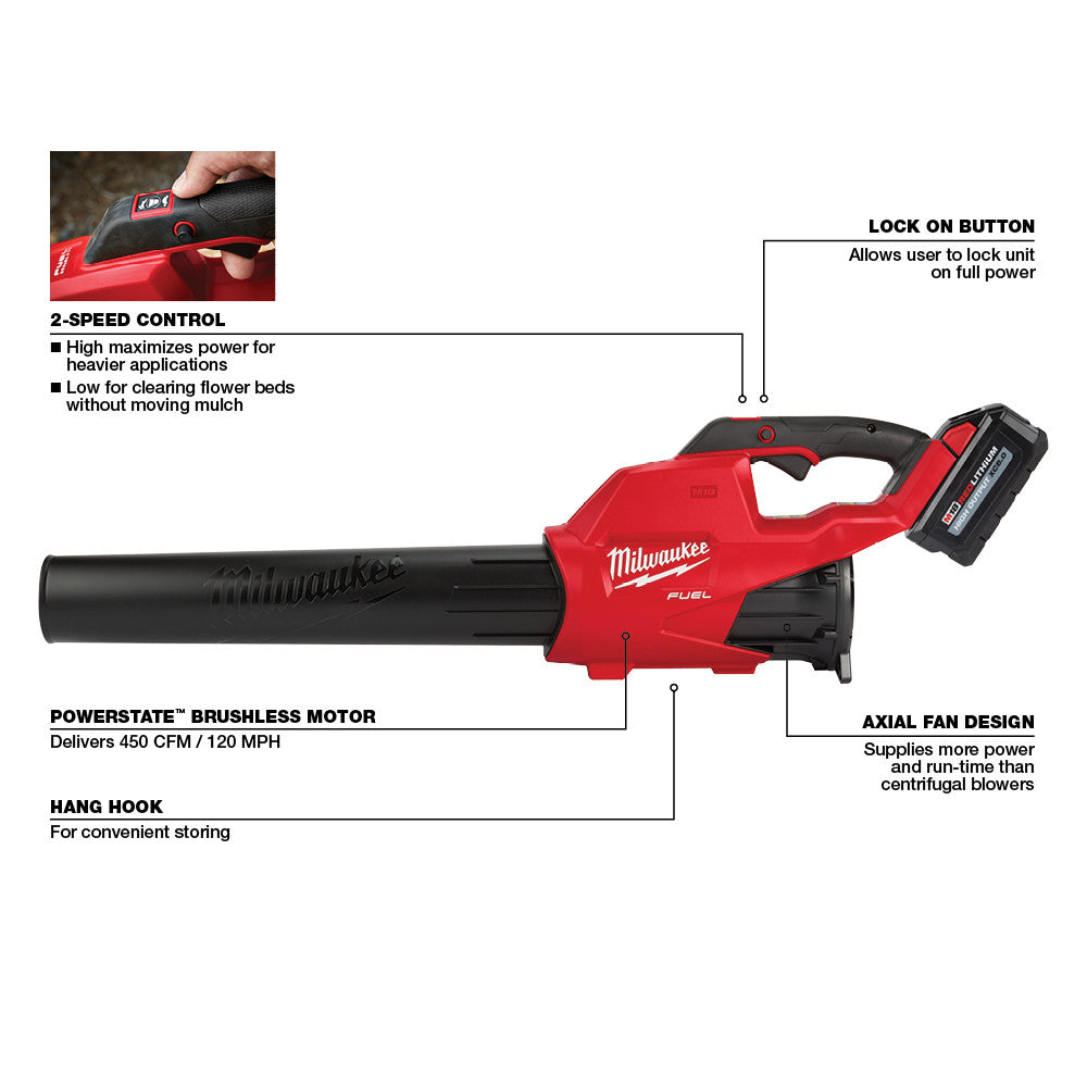 Milwaukee M18 FUEL 2724-21HD Cordless Blower Kit for Professional Landscape Maintenance