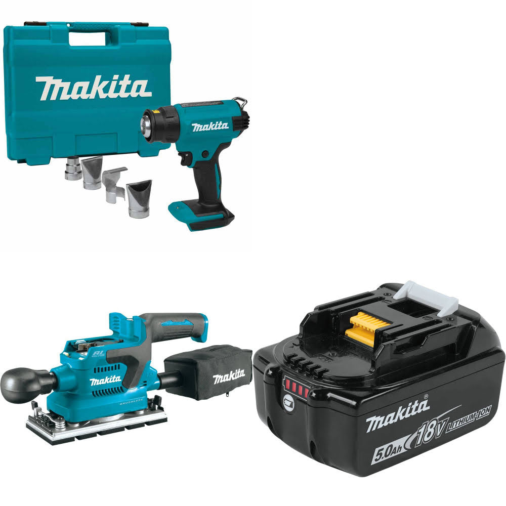 Makita 18V LXT Cordless Heat Gun Set: Bare w/ XOB03Z Sander & Free Battery