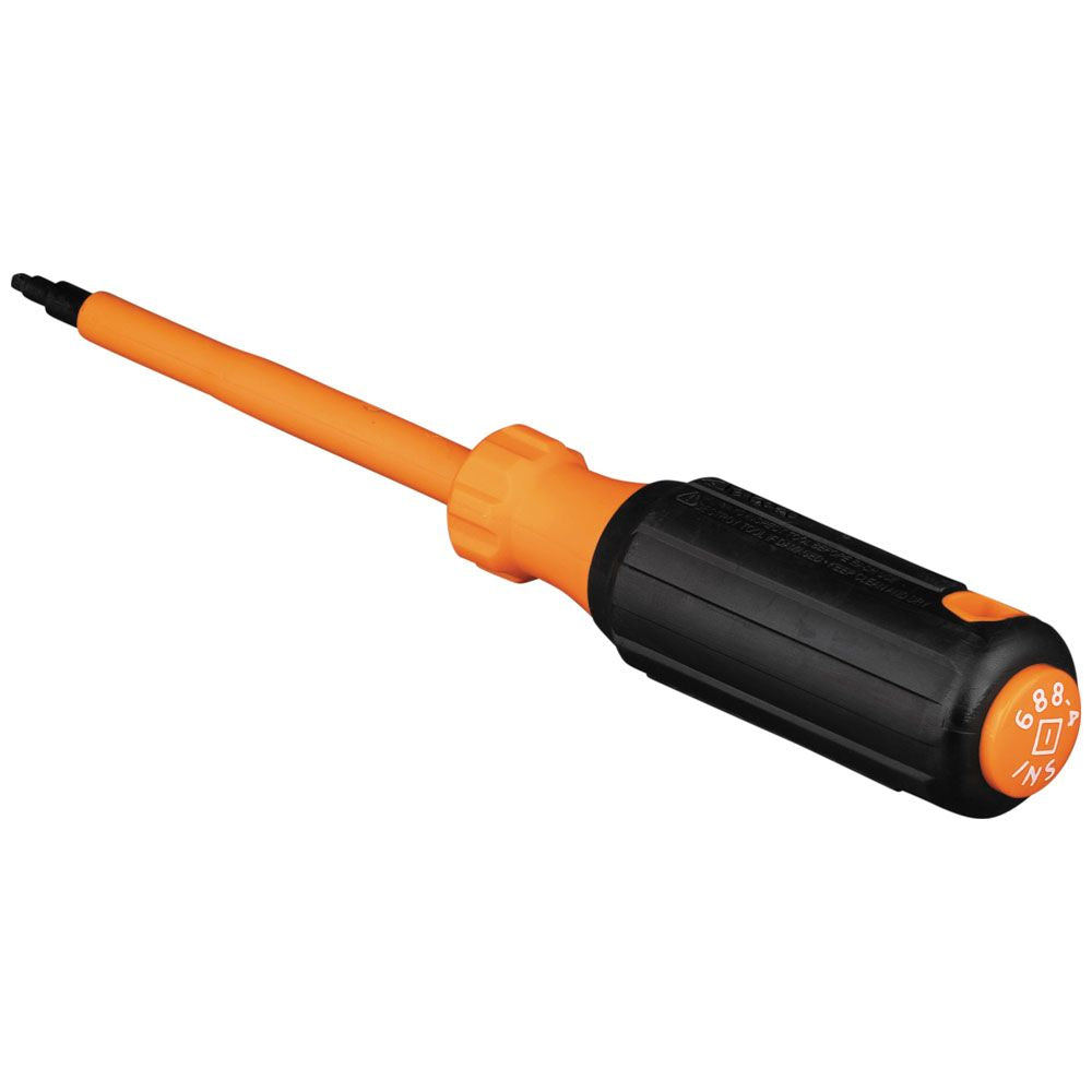 Klein 6884INS Insulated #1 Square Tip Screwdriver with 4-Inch Round Shank - Ideal for Electrical Work