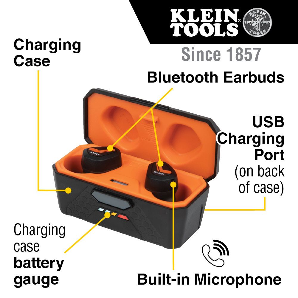 Klein AESEB1 High - Quality Bluetooth Jobsite Earbuds with 28 NRR