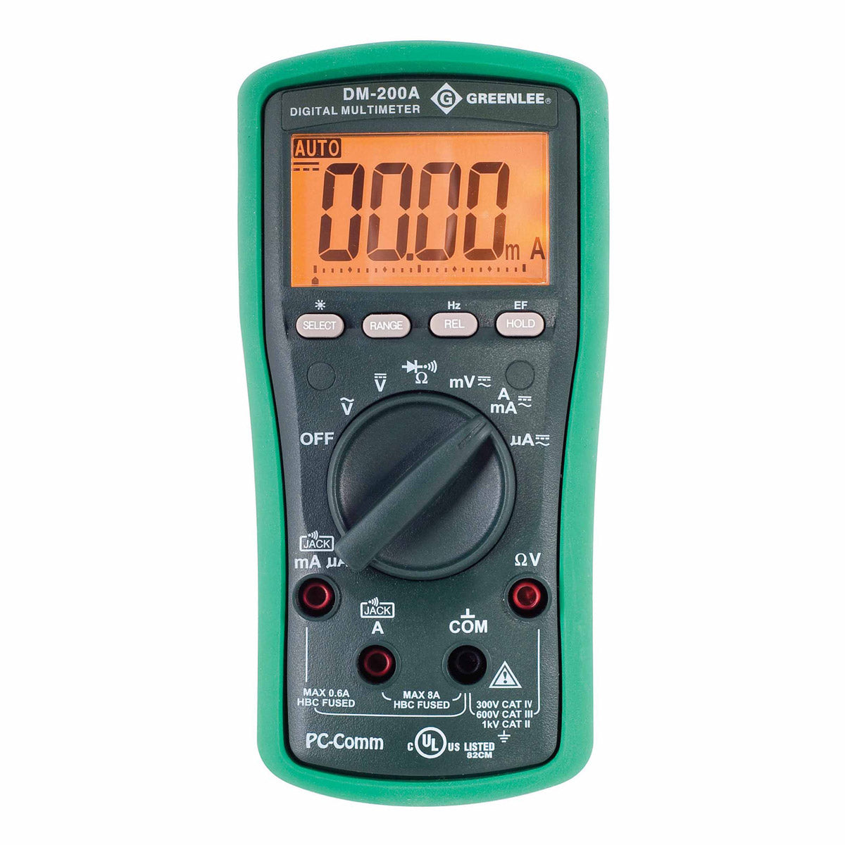 Greenlee DM-200A Digital Multimeter: 6,000-Count, 1000V, 8A Capability