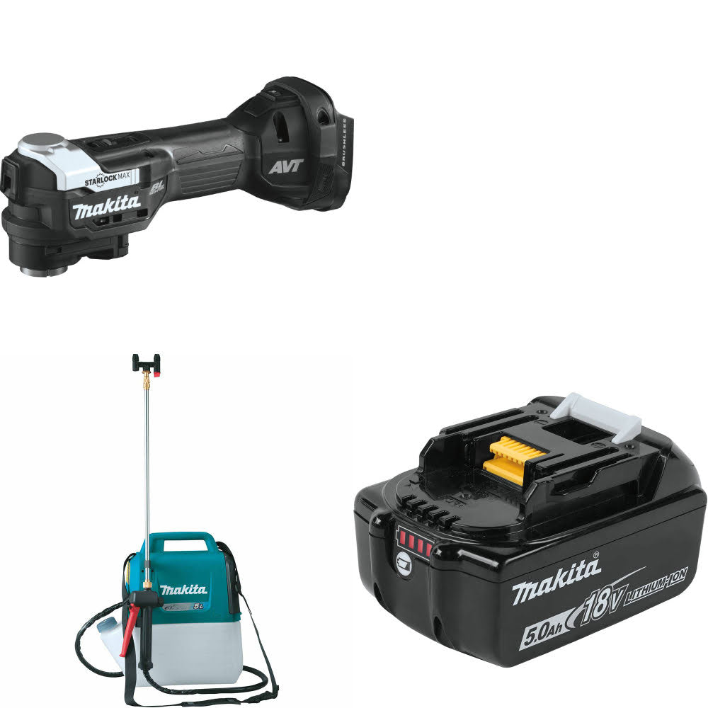 Makita 18V LXT Cordless Multi - Tool Set (XMT04ZB) with 18V Sprayer (XSU03Z) and Free 18V Lithium - Ion 5.0Ah Battery