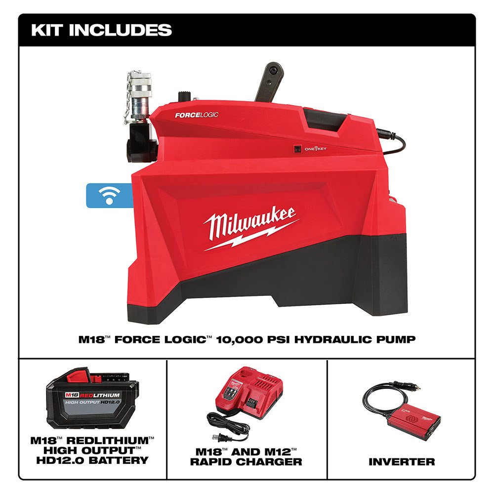 Milwaukee M18 FORCE LOGIC 10,000psi High - Performance Hydraulic Pump Kit for Efficient Transmission Line Installation