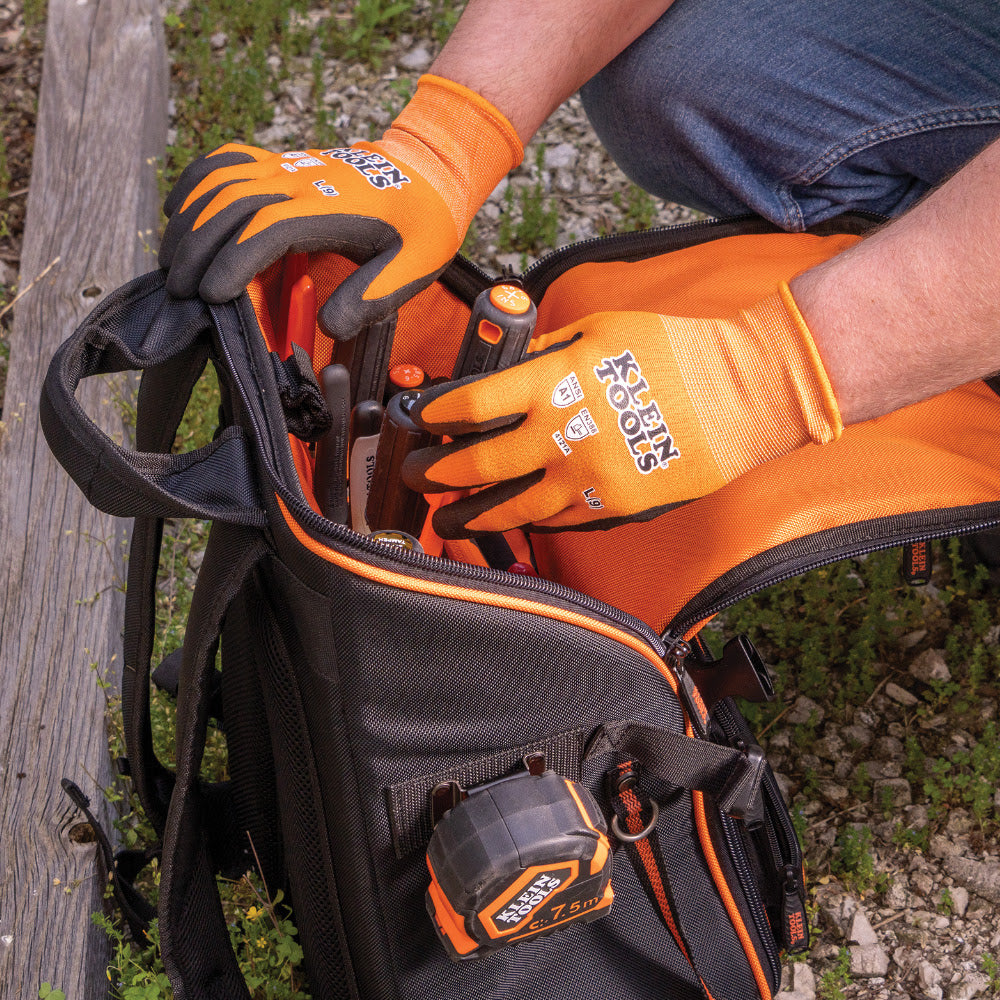 Klein 60581 Professional Knit Dipped Work Gloves with ANSI A1 Cut Resistance, Touchscreen Compatibility, Large Size, Pack of 2 Pairs