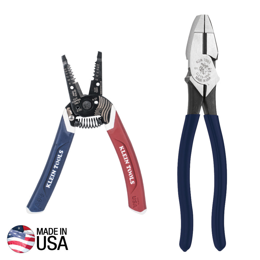 Klein American Legacy Limited Edition Lineman Pliers & Klein-Kurve Wire Stripper/Cutter Set