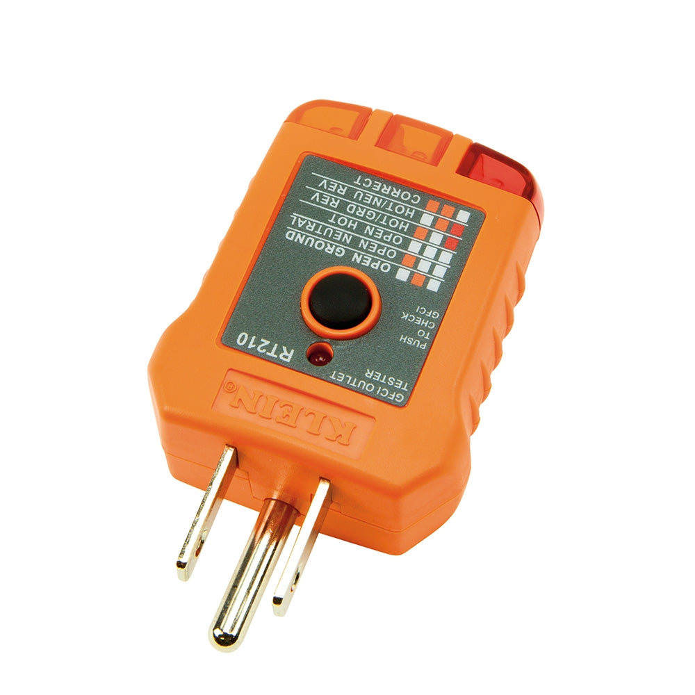 Klein RT210 Ground Fault Circuit Interrupter (GFCI) Receptacle Tester for Electrical Wiring Inspection