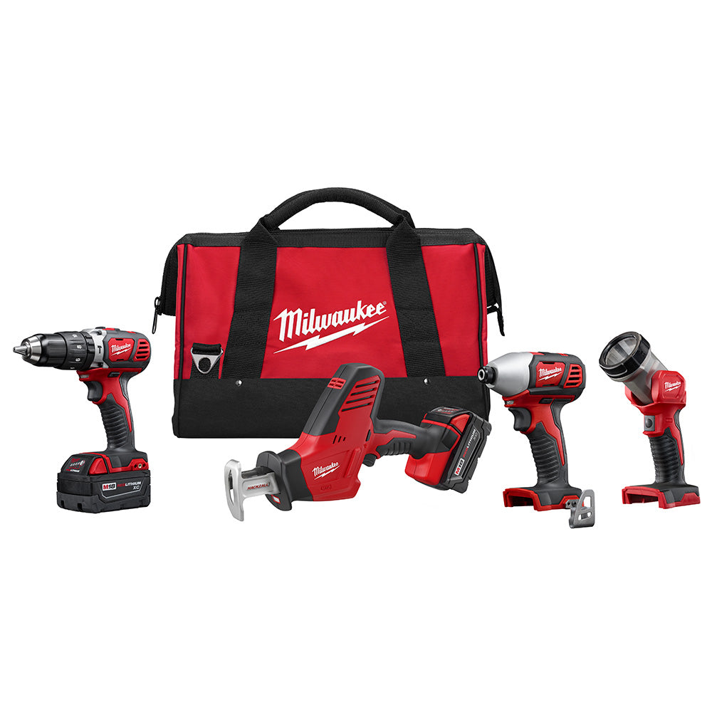 Milwaukee M18 18V Cordless 4-Tool Combo Kit with 2 Batteries & Charger
